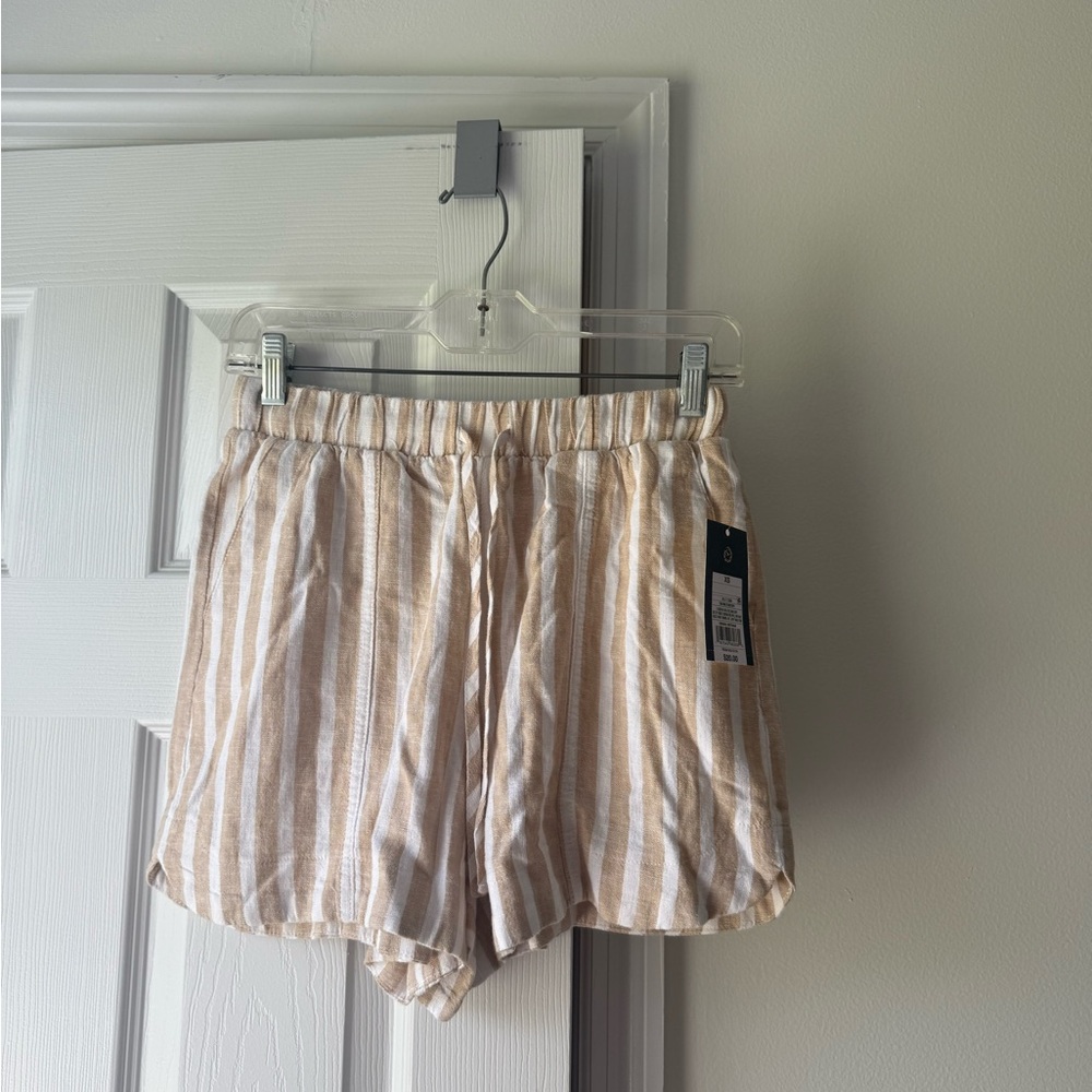 Universal Threads Linen Striped Beige and White Shorts